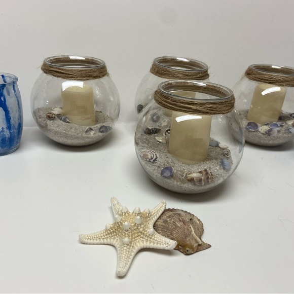 Fish Bowl Candle SET w/Sand & Real Shells - Picture 3 of 9